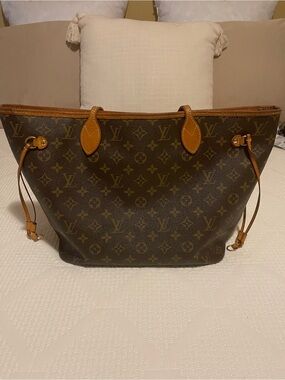 Louis Vuitton Monogram Canvas Tote in Brown and Tan Leather Trim